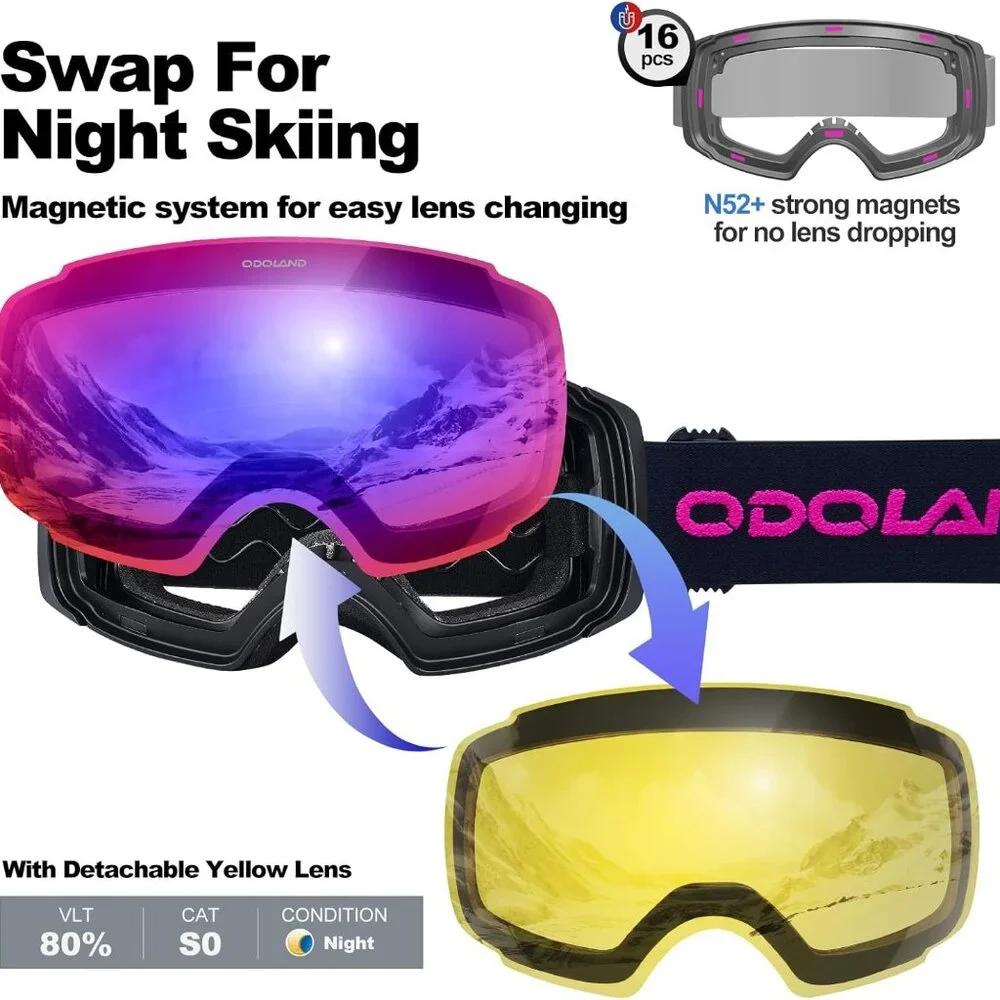 Interchangeable with 2 Lens Ski Goggles